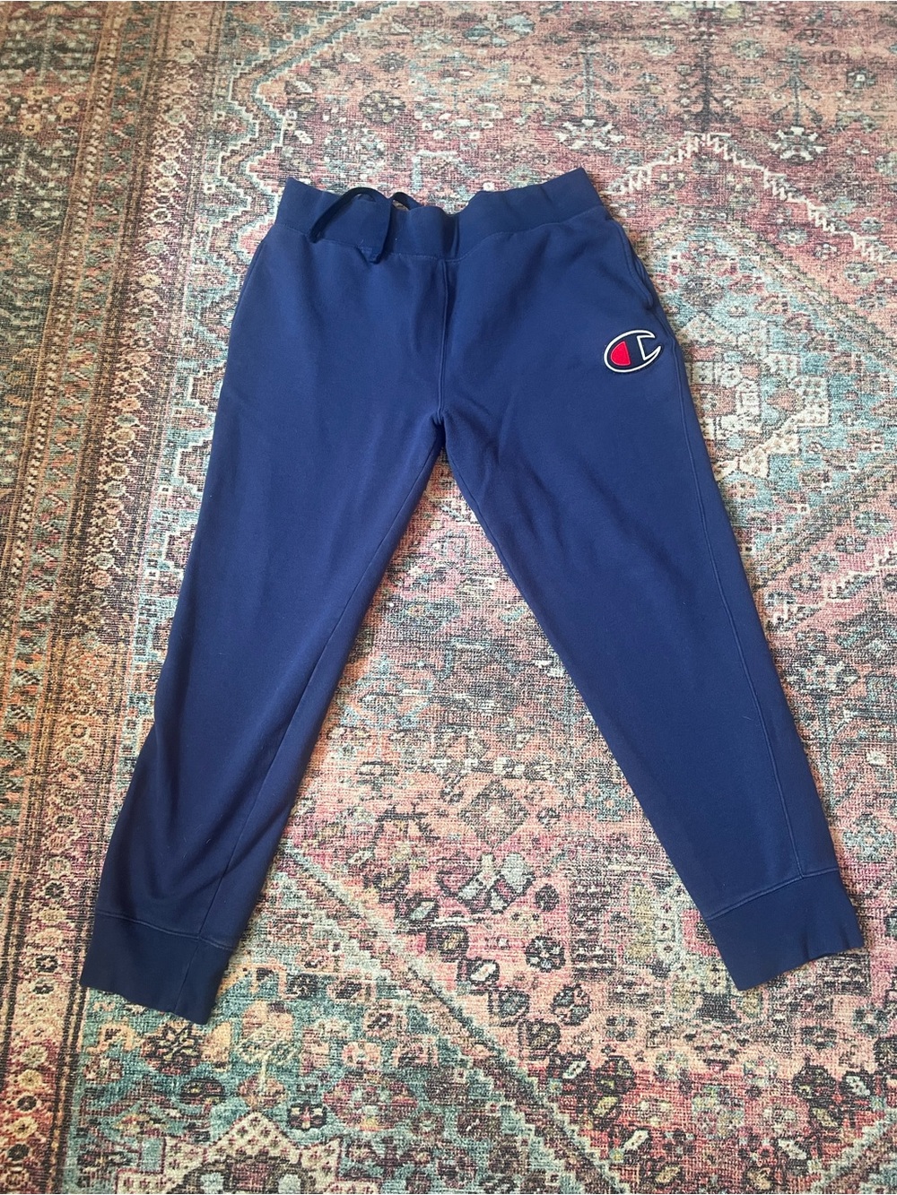 Champion Navy Blue Men’s Jogger Sweatpants with Logo Patch